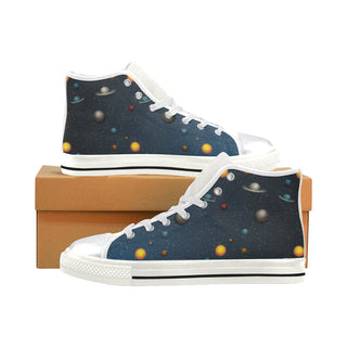 Planet Pattern White High Top Canvas Women's Shoes/Large Size - TeeAmazing