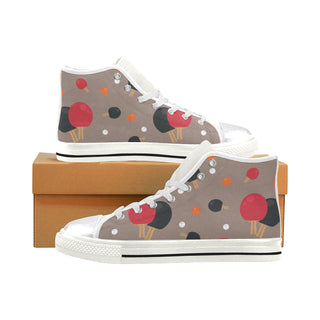 Ping Pong Pattern White High Top Canvas Shoes for Kid - TeeAmazing