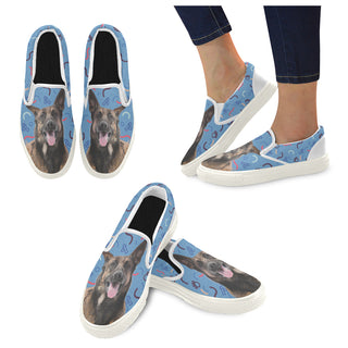 Belgian Malinois White Women's Slip-on Canvas Shoes - TeeAmazing
