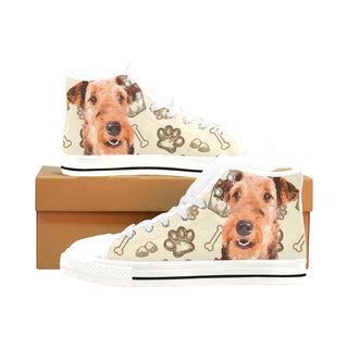 Airedale Terrier White Men’s Classic High Top Canvas Shoes /Large Size - TeeAmazing