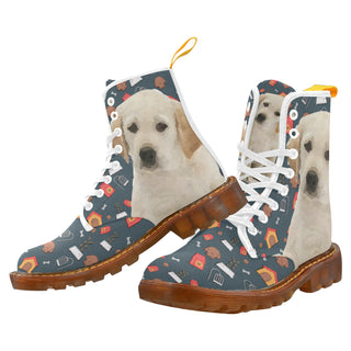 Goldador Dog White Boots For Women - TeeAmazing