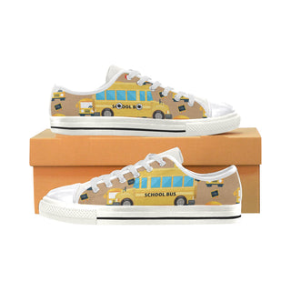 School Bus White Canvas Women's Shoes/Large Size - TeeAmazing