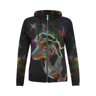 Dachshund Glow Design 1 All Over Print Full Zip Hoodie for Women - TeeAmazing