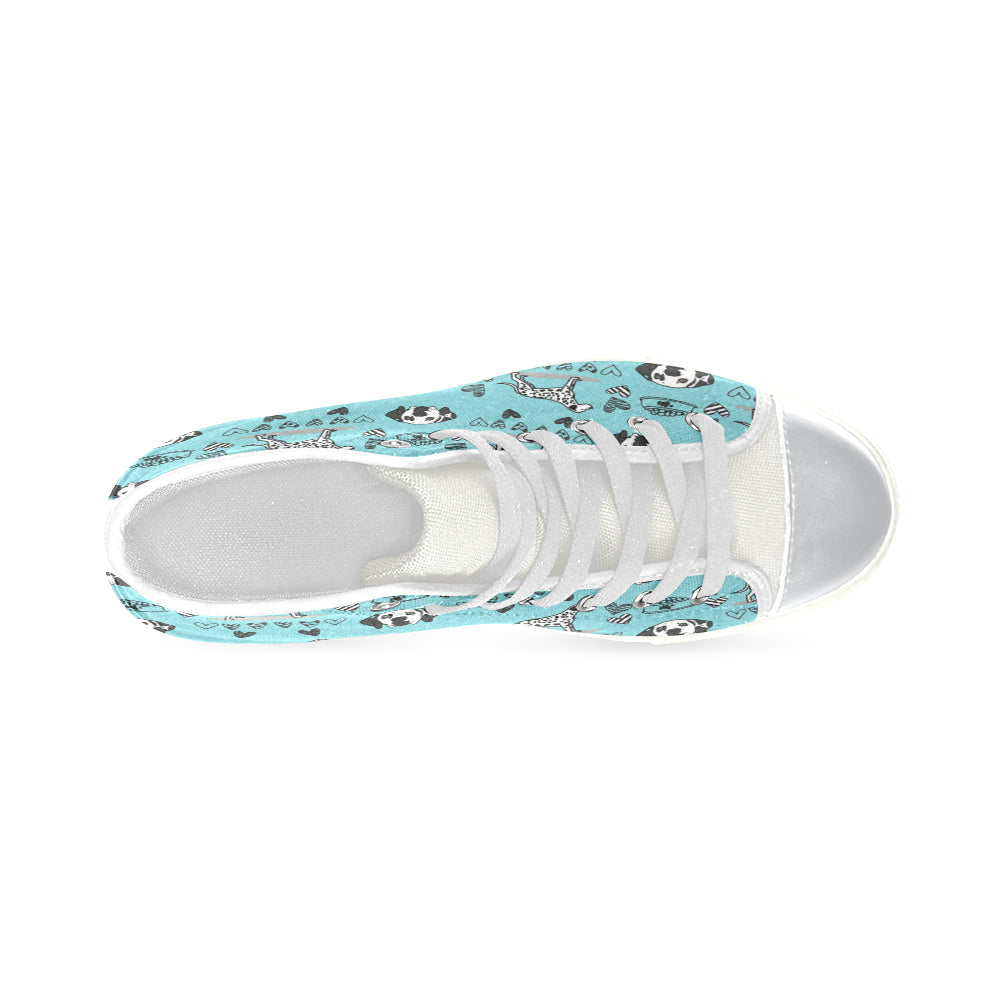 Dalmatian Pattern White High Top Canvas Women's Shoes/Large Size - TeeAmazing