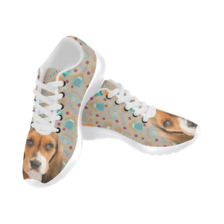 Basset Hound White Sneakers for Men - TeeAmazing