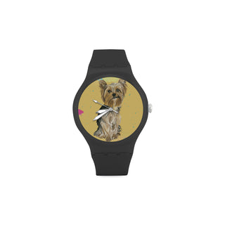 Yorkshire Terrier Water Colour No.1 Black Unisex Round Rubber Sport Watch - TeeAmazing