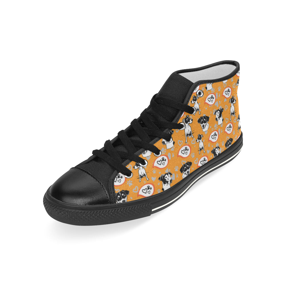Jack Russell Terrier Pattern Black Men’s Classic High Top Canvas Shoes - TeeAmazing