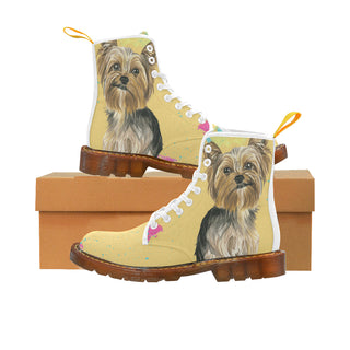 Yorkshire Terrier Water Colour No.1 White Boots For Women - TeeAmazing