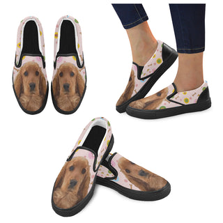 English Cocker Spaniel Black Women's Slip-on Canvas Shoes - TeeAmazing
