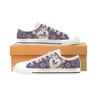 Alaskan Malamute White Low Top Canvas Shoes for Kid - TeeAmazing