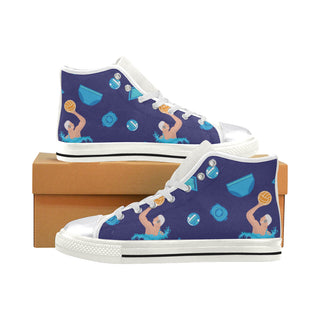 Water Polo Pattern White Women's Classic High Top Canvas Shoes - TeeAmazing