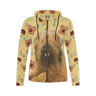 Briard Dog All Over Print Full Zip Hoodie for Women - TeeAmazing