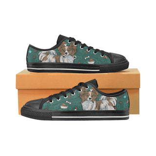 Papillon Dog Black Low Top Canvas Shoes for Kid - TeeAmazing