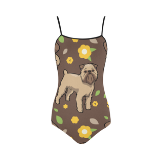 Brussels Griffon Flower Strap Swimsuit ( Model S05) - TeeAmazing