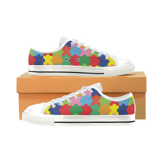 Autism White Low Top Canvas Shoes for Kid - TeeAmazing