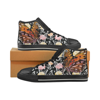 Butterfly Black High Top Canvas Shoes for Kid - TeeAmazing