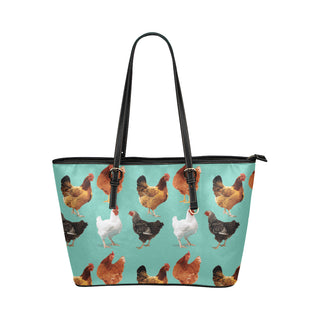 Chicken Pattern Leather Tote Bag/Small - TeeAmazing