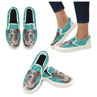 Staffordshire Bull Terrier White Women's Slip-on Canvas Shoes - TeeAmazing