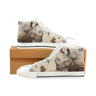 Rhino White High Top Canvas Shoes for Kid - TeeAmazing