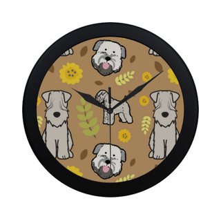 Soft Coated Wheaten Terrier Flower Black Circular Plastic Wall clock - TeeAmazing