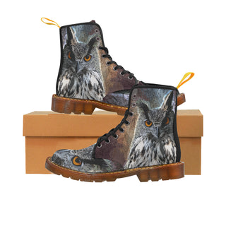 Owl Black Boots For Men - TeeAmazing