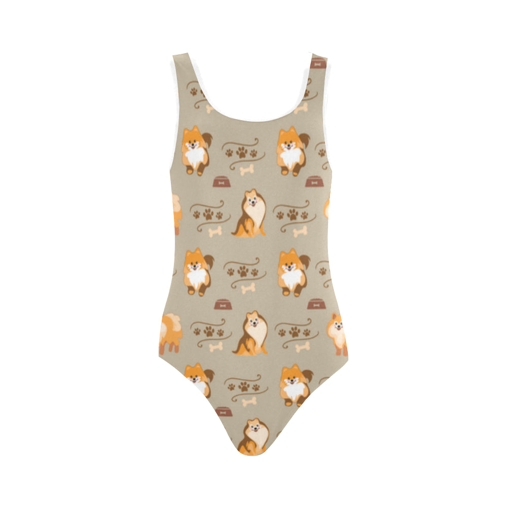 Pomeranian Pattern Vest One Piece Swimsuit - TeeAmazing