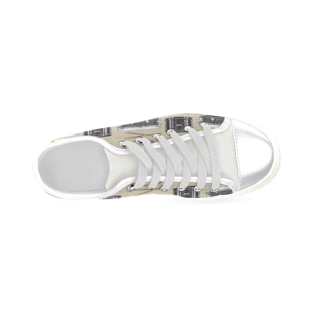 Drum Pattern White Women's Classic Canvas Shoes - TeeAmazing