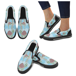 Turtle Black Women's Slip-on Canvas Shoes/Large Size (Model 019) - TeeAmazing