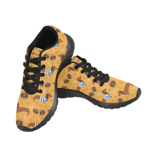 Dachshund Pattern Black Sneakers for Men - TeeAmazing