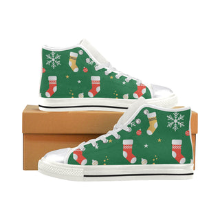 Socks Pattern White Women's Classic High Top Canvas Shoes - TeeAmazing