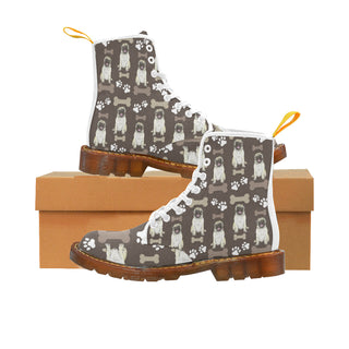 Pug Water Colour Pattern No.1 White Boots For Women - TeeAmazing