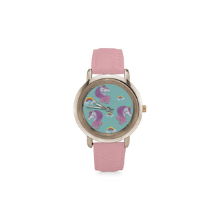 Unicorn Women's Rose Gold Leather Strap Watch - TeeAmazing