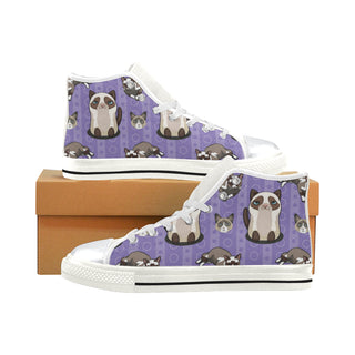 Snowshoe Cat White High Top Canvas Women's Shoes/Large Size - TeeAmazing