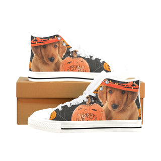 Golden Retriever Halloween White Men’s Classic High Top Canvas Shoes /Large Size - TeeAmazing