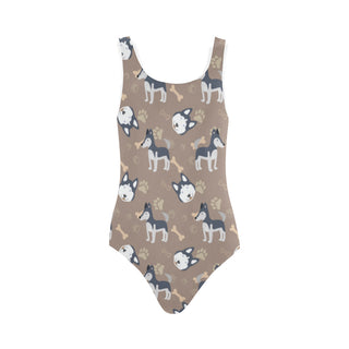 Siberian Husky Pattern Vest One Piece Swimsuit - TeeAmazing