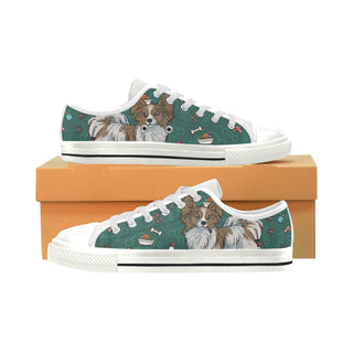 Papillon Dog White Low Top Canvas Shoes for Kid - TeeAmazing