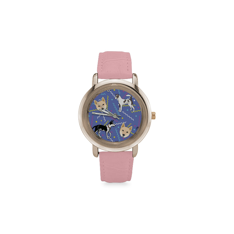 Canaan Dog Women's Rose Gold Leather Strap Watch - TeeAmazing