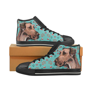 Smart Great Dane Black High Top Canvas Women's Shoes/Large Size - TeeAmazing