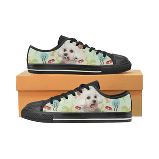 Maltipoo Black Low Top Canvas Shoes for Kid - TeeAmazing