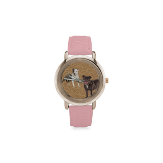 Staffordshire Bull Terrier Lover Women's Rose Gold Leather Strap Watch - TeeAmazing