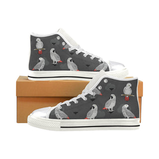 African Greys White Women's Classic High Top Canvas Shoes - TeeAmazing