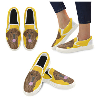 Chocolate Labrador White Women's Slip-on Canvas Shoes - TeeAmazing