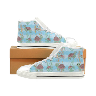 Turtle White Men’s Classic High Top Canvas Shoes - TeeAmazing