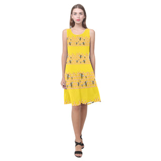 Bee Pattern Sleeveless Splicing Shift Dress - TeeAmazing