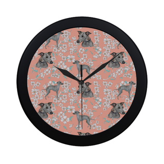 Italian Greyhound Flower Black Circular Plastic Wall clock - TeeAmazing