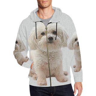 Bichon Frise Lover All Over Print Full Zip Hoodie for Men - TeeAmazing