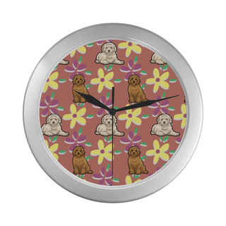 Labradoodle Flower Silver Color Wall Clock - TeeAmazing