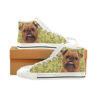 Brussels Griffon White Women's Classic High Top Canvas Shoes - TeeAmazing