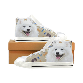 Samoyed Dog White High Top Canvas Shoes for Kid - TeeAmazing