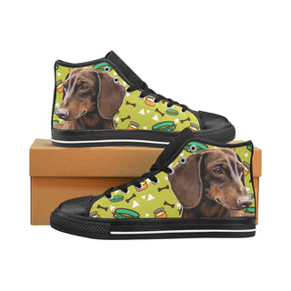 Dachshund Black Men’s Classic High Top Canvas Shoes /Large Size - TeeAmazing